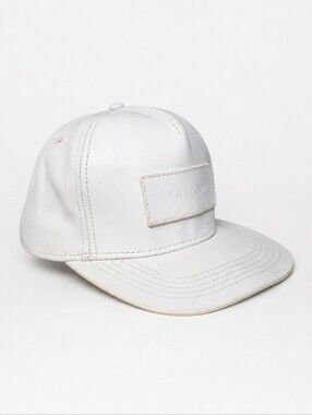 BUSCEMI | Snapback White Leather Baseball Cap / Hat